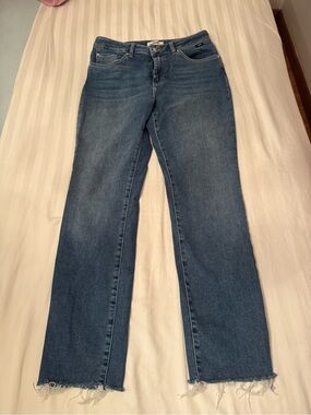 Mavi - Viola - Women's Blue Straight-Leg Jeans with Frayed Hem